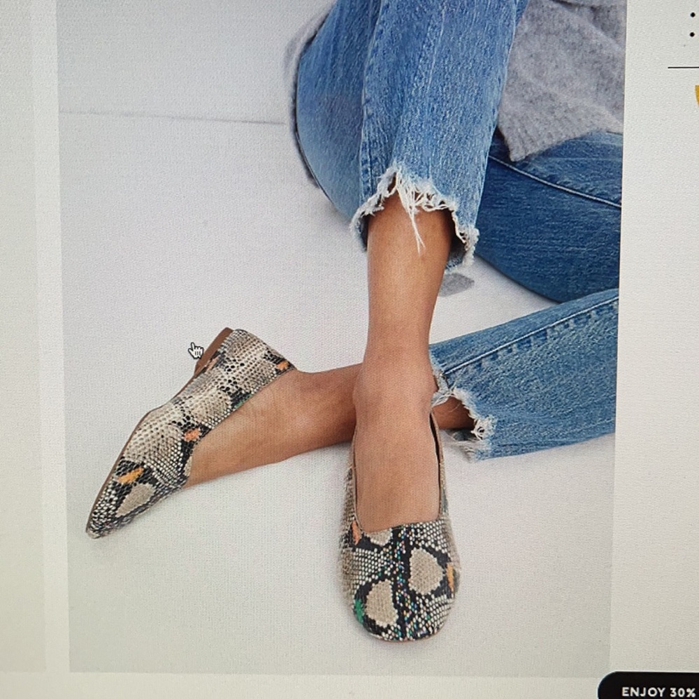 Madewell The Cory Flat in Snake Embossed Leather Size 7 Medium